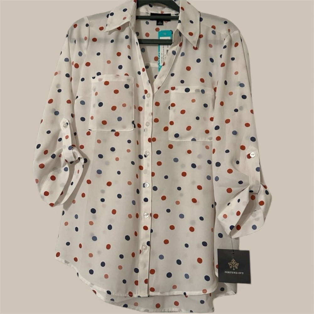 Fortune & Ivy | Multi-Color Polka Dot Blouse
